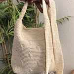 90s Carlo D’Santi Cream Beige crochet tote crossbody messenger hobo bag purse #boho #indie #festival #bohemian #vintage Measurement ent in pics Tan Photo 1
