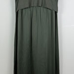 Seraphine Maternity Midi Dress Women's 10 Olive Green Satin Stretch Nursing Size undefined Photo 0