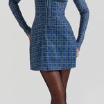 House Of CB Malika Blue Tartan Corset Mini Dress Photo 0