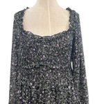 Astr the Label Dress Maxi Smocked Long Sleeve Floral Print Black Purple Size XL Photo 3