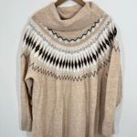 Lane Bryant Fair Isle Turtleneck Sweater Dress Beige Tan Black White Size 26/28 Photo 3