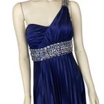 My Michelle  Blue One Shoulder Ruched Formal Beaded Empire Waist dress size 13 Photo 3