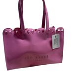 Ted Baker  Icon Tote Bag Pink Metallic Bow Detail Coquette Plastic Cut-Out NWT Photo 2