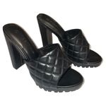 Wild Diva  Black Quilted High Heel Mules. New Photo 2