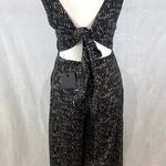 Dress Forum Anthropologie  navy and mocha mosaic cutout crop jumpsuit small NWT Photo 2