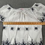 Ana & Rose Off Shoulder Embroidered Tunic Top Size Small White/Navy Blue Tassel White Photo 5
