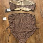 A pea in the pod NWT Maternity Cheetah Convertible Two Piece Swimsuit Size L Photo 4