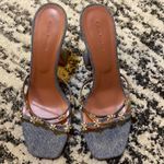 Amina Muaddi  Lily Crystal Flower Denim Slide Sandals size 40 Photo 1