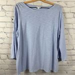 J.Jill Lightweight Tee Tunic 3/4 Bell Sleeves Pleated Arm Detail Light Blue L Photo 0