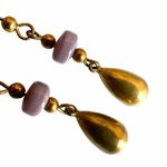 Artisan Brass & Lavender Glass Drop Earrings Photo 8