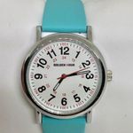 Golden hour quartz analog watch easy reader 38mm silver tone light blue running Photo 0