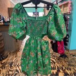 A New Day Green Ruched Puff Sleeve Mini Dress Photo 4