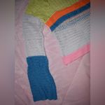 None Viral Neon Rainbow Crocheted Bell Sleeve Crop Top Womens Size Small Photo 3