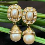 Liz Claiborne Vintage LCI Faux Pearl Gold-tone Luxury Drop Earrings Photo 0