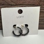 Loft Multi Color Rhinestone Gunmetal Tone Pierced Hoop Earrings NWT Photo 0