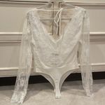 South Noon Under White Lace Low Cut Bodysuit Size Small Photo 1