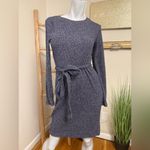 Gap  Softspun Ribbed Long Sleeve Tie-Waist Dress Grey Medium NWT Photo 1