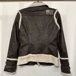 Affliction  Black‎ Premium Dark Brown Bomber Jacket Women's Size Small Patches Photo 3