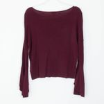 EXPRESS Womens Burgundy Bell Sleeve Boat Neck Knit Sweater Top Size M Minimalist Photo 6