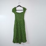 Reformation Inka Chiffon Smocked Stretch Bodice Green Floral Print Midi Dress M  Photo 3