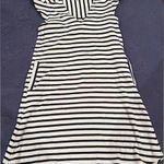 Monteau  Navy Blue White shirt dress size medium, pockets Photo 0