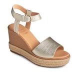 Sperry Gold Leather Espadrille Ankle Strap Open Toe Ankle Strap Shoes, Size 7 Photo 0