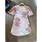 ALC Frank A.L.C. Jess Pink Cotton Puff Sleeve Crew Neck Tie Dye Mini Dress Size Small Photo 5
