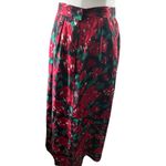 Pendleton Vintage Pleated Floral Midi Skirt Red Green Black Lined Size 12 Photo 1