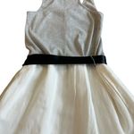 Reiss  Zeta Grey White Tank Dress Bow Belt Stretchy Ribbed Cotton Blend SIze 6 Photo 7