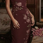 House Of CB HOUSE OF‎ CB 'Eloisa' Wine Embroidered Midi Dress NWOT size S Photo 0