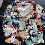 Maggie Boutique Colorful Abstract Crop Jacket Blazer 3/4 Sleeve Size 6P EUC Photo 3