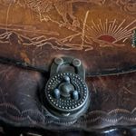 Roberta Vintage Brown Tooled Leather Saddle Bag Purse Floral Design Brown Photo 10