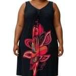 Lane Bryant Floral Print Sleeveless Maxi Dress 26/28 Black & Pink Stretch Polyes Photo 0
