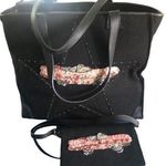 Michael Simon Pink Cadillac Felted Rockabilly Retro Satchel Purse Tote Wristlet Black Photo 0