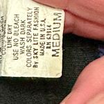 Vintage 80’s Knit Sz M Black Pop Over Cropped Top Shoulder Pads Floral Pattern Blue Size M Photo 10