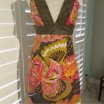 Trina Turk  Flamingo Secret Silk Linen Blend Butterfly Dress Size 2 Photo 3