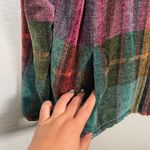 Chico's  Women 3 L Blue Red Orange Plaid Chenille Woven Jacket Zip Front Pockets Photo 3