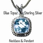 SAMUEL B Cushion Cut Blue Topaz & Popcorn Necklace Photo 1