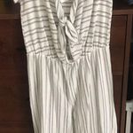 TJ Maxx Grey & White Stripe Jumpsuit Photo 0