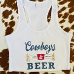 Cowboys & Beer Cropped Tank Top White Size M Photo 0