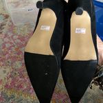 Beautiful suede shoe with great bow detail on heel 3” Black Size 7 Photo 2
