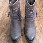 Tamaris • Lizudi ankle boots brown leather booties heeled fleece lined tassel Size 7.5 Photo 2