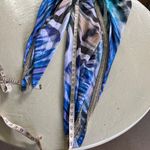 Manish Vaid Designer Beaded Crystal Printed Luxury Resort Harem Pants Size S Blue Photo 8