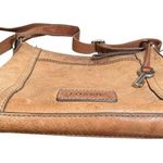 Fossil VTG  Genuine Leather Brown Crossbody Bag Tan Satchel Zip-Top Key Charm Y2K Photo 4