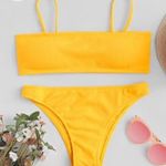 yellow strapless bathing suit set Photo 0