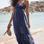 Maaji NWT  Anahi Linen Cover-Up Maxi Dress Women's Blue Size Large Photo 0