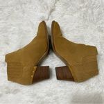 Steve Madden  Leather Suede Thinker Booties Tan Boot Block Stacked Heel Size 7.5 Photo 5
