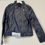 Zenana Outfitters Women’s Croc Embossed Faux Leather Belted Pocket Jacket Navy Size Sm NWT Photo 0