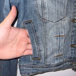 Hot Kiss Women’s Cropped  Blue Denim Jacket with Cream Lace Size: S Photo 4