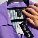 Maggie Barnes NWT‎  Lavender Purple Linen Blend Jacket Womens 1X Button Up Artsy Photo 4